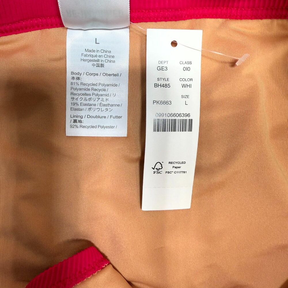 J.Crew Ribbed Bikini Bottoms Bright Pink Ladies Size L NEW BH485 WHI - Picture 7 of 9